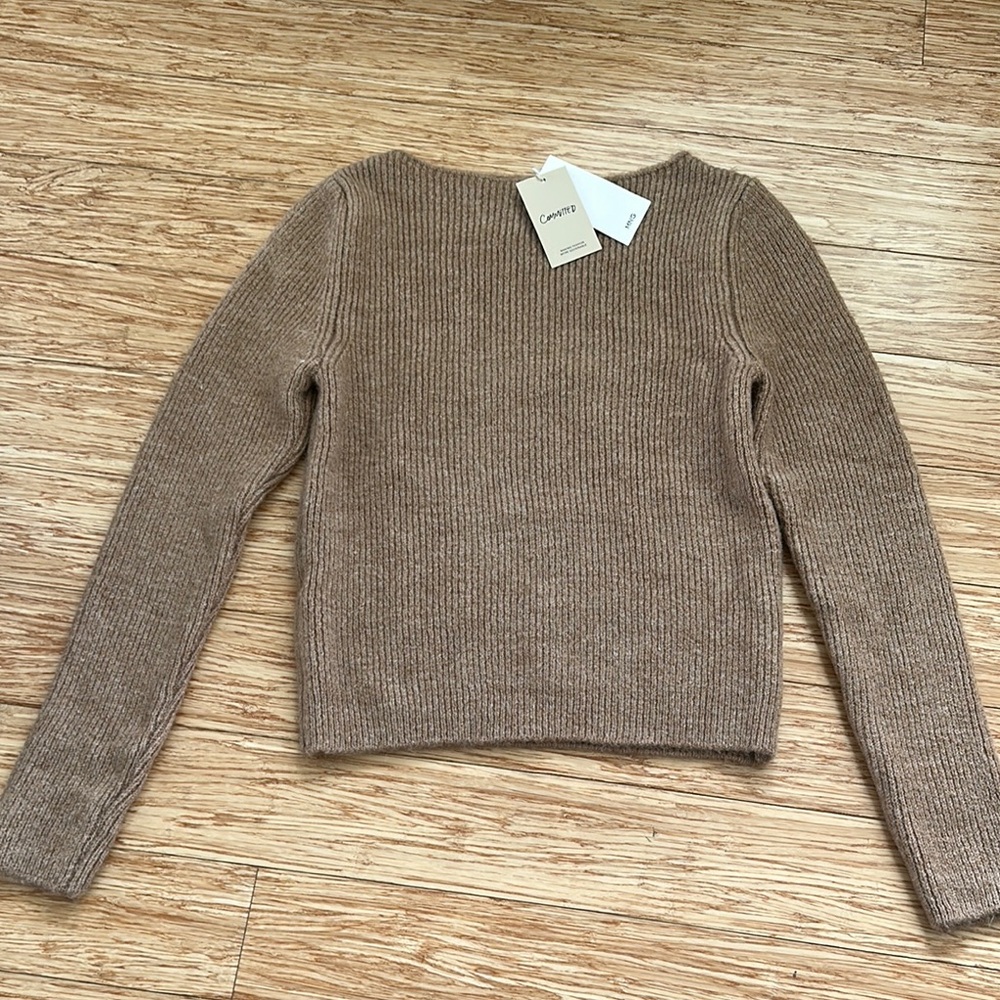 Mango Boatneck Cozy Brown/Camel Sweater